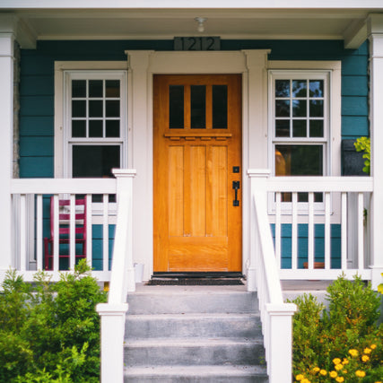 DoorsA wooden front door of a home.